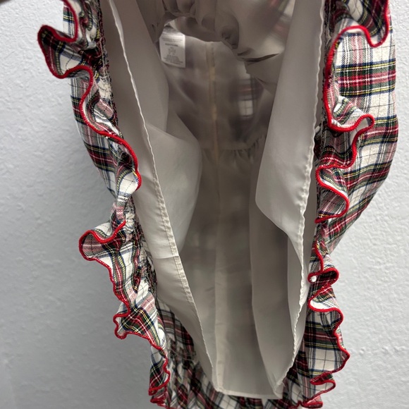 Bonnie Jean Girls 3T Red Bow Sash Plaid Gathered Ruffled Zip Back Dress, EUC - Picture 5 of 8